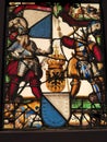 Stained glass coat of arms of the nobleman double headed eagle