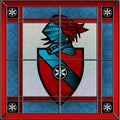 Stained glass coat of arms square window