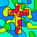 Stained glass cross Royalty Free Stock Photo
