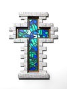 Stained Glass Crucifix Window Isolated