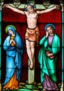 Stained Glass - Crucifixion of Jesus Christ on Good Friday Royalty Free Stock Photo