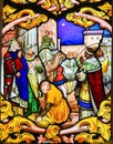 Stained Glass depicting the Three Kings in Tours Cathedral Royalty Free Stock Photo