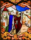 Stained Glass depicting the Three Kings in Tours Cathedral Royalty Free Stock Photo