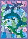 Stained glass dolphins, underwater