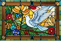 Stained glass dove graphics illustration