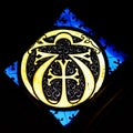 Stained Glass in Exeter Cathedral, St Andrews Chapel Window, Christ Walking on the Water Tracery Light C Royalty Free Stock Photo