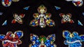 Stained Glass in Exeter Cathedral, West Window Tracery Light Close up A Royalty Free Stock Photo