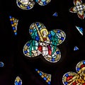 Stained Glass in Exeter Cathedral, West Window Tracery Light Close up D Royalty Free Stock Photo