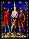 Stained Glass - Flagellation of Jesus Christ on Good Friday Royalty Free Stock Photo