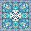 Rhombus Mandala Coloring Page With Stained Glass Pattern