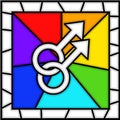 Stained glass: gay symbol GLBT Royalty Free Stock Photo