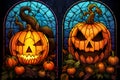Stained glass Halloween pumpkin, jack-o-lantern 3