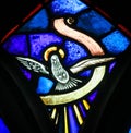 Stained Glass - Holy Spirit, symbolized by a white dove Royalty Free Stock Photo