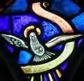 Stained Glass - Holy Spirit, symbolized by a white dove Royalty Free Stock Photo