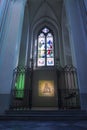 Stained glass and icon from Kerkfabriek Heilige Maria Royalty Free Stock Photo