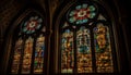 Stained glass illuminates Gothic chapel ancient history generated by AI