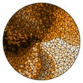 Stained glass illustration with Abstract  background ,monochrome,tone brown, round image Royalty Free Stock Photo