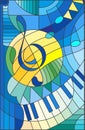 Stained glass illustration Abstract image of a treble clef Royalty Free Stock Photo