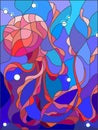 Stained glass illustration of abstract jellyfish Royalty Free Stock Photo