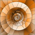 Stained glass illustration with Abstract mosaic image, tiles arranged in a spiral,brown tone, Sepia