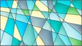 Stained glass illustration with geometric shapes,grey and blue tones