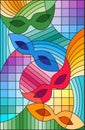 Stained glass illustration on the theme of carnival, abstract, mask