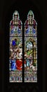 Stained glass, Jesus with children, in the Mother Church of Santa Teresa Royalty Free Stock Photo