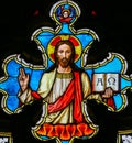 Stained Glass - Jesus Christ - Alpha and Omega Royalty Free Stock Photo