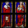 Stained Glass - Jesus Christ and Saint Charles Borromeo Royalty Free Stock Photo