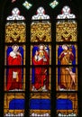 Stained Glass - Jesus Christ, Saint Roch and Saint Charles Borromeo Royalty Free Stock Photo