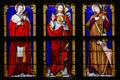 Stained Glass - Jesus Christ, Saint Roch and Saint Charles Borromeo