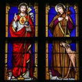 Stained Glass - Jesus Christ and Saint Roch Royalty Free Stock Photo