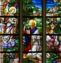 Stained Glass - Jesus in the Garden of Gethsemane Royalty Free Stock Photo