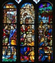 Stained Glass of Jesus and Mary in the New Cathedral of Salamanca Royalty Free Stock Photo