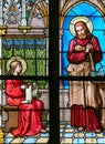 Stained Glass - Jesus studying Royalty Free Stock Photo