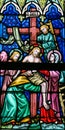 Stained Glass - Jesus taken from the Cross Royalty Free Stock Photo