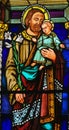 Stained Glass - Joseph and the Child Jesus Royalty Free Stock Photo