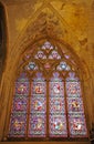 Stained Glass Leadlight Window inside Bayeux Cathedral Royalty Free Stock Photo
