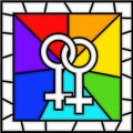 Stained glass: lesbian symbol LGBT Royalty Free Stock Photo