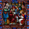 Stained Glass of Lincoln Cathedral Close up I Royalty Free Stock Photo