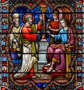 Stained Glass of Lincoln Cathedral Close up L Royalty Free Stock Photo