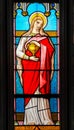 Stained Glass of Mary Magdalene - St Valery Sur Somme Royalty Free Stock Photo