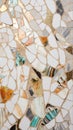 Stained glass mosaic with vibrant colors, gold embellishments, creating dynamic composition. Abstract texture background