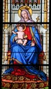 Stained Glass - Mother Mary and the child Jesus Royalty Free Stock Photo