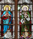 Stained Glass - Mother Mary and Saint Joseph Royalty Free Stock Photo