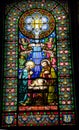Stained Glass Nativity Baby Jesus Mary Joseph Monestir Monastery Royalty Free Stock Photo