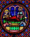 Stained Glass - Nativity Scene at Christmas Royalty Free Stock Photo