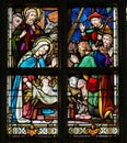Stained Glass - Nativity Scene at Christmas Royalty Free Stock Photo