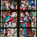 Stained Glass - Nativity Scene at Christmas Royalty Free Stock Photo