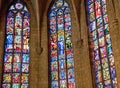 Stained glass in Notre Dame cathedral in Luxembourg Royalty Free Stock Photo